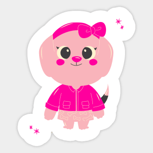 Cute Pink Dog Sticker